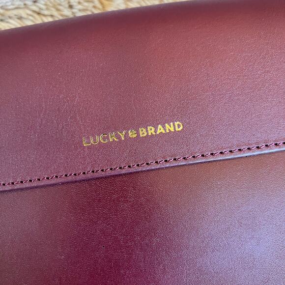 NWOT Lucky Brand Maya 100% Leather Ruby Wine Crossbody Purse - Picture 8 of 14